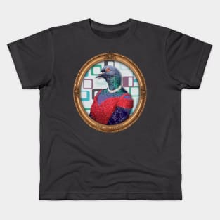 Red Glam Pigeon Lady in Vintage Frame Kids T-Shirt